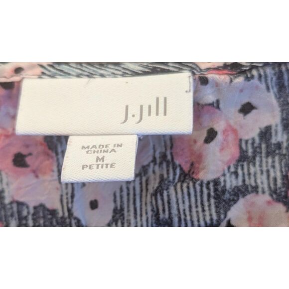J.Jill Petite M Floral Print Tie Front Tunic Blouse - Picture 2 of 5